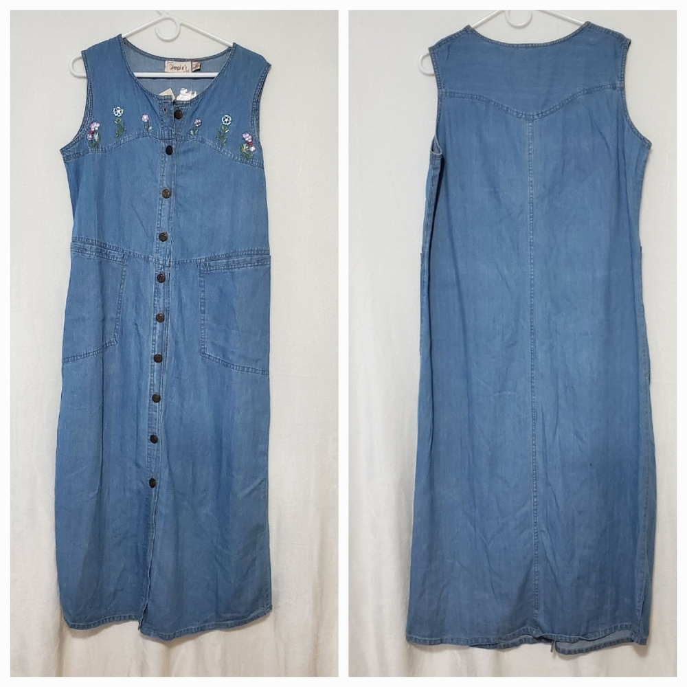 NWT Dimple's Sleeveless Denim Button Down Dress Size XL